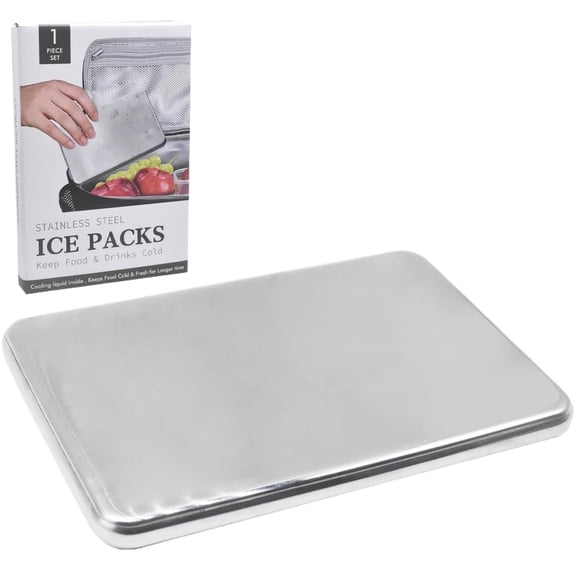 Topboutique Cooling Ice Pack Stainless Steel Freezer Bag Outdoor Cooler Ice Packs for Lunch Boxes Picnic Box Ice Inserts Cooling Accessory for Lunch Box Hiking Picnic Beach Use,1 Pc