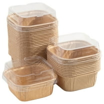 Topboutique Cupcake Liners with Lids 20 Pcs Disposable Ramekin Baking Cups Square Cake Pans,Dessert Cups Cupcake Pans,Muffin Tin Wrappers for Party Birthday Wedding,Cowhide Color
