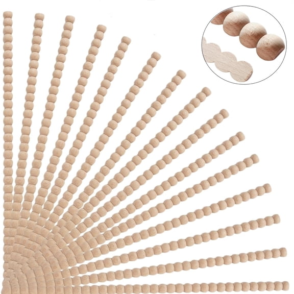 Topboutique Decorative Beaded Wood Trim 24 Pcs Unfinished 3D Beads Wood Molding Unfinished Half Beads Wood Molding Trim for Window Door Cabinet Wall Shelf Furniture Decoration,15.75 inch