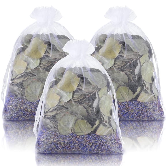 Topboutique Dried Eucalyptus Lavender Shower Bath Pouches,3 Packs Eucalyptus Leaves & Lavenders Flowers for Shower,Natural Real Eucalyptus Leaves Lavender for Bath Shower Hanging Bathroom Decor