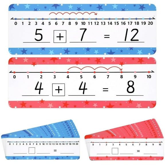 Topboutique Dry Erase Number Line Whiteboard Card 20 Pack 4"x12" Math Flash Cards Subtraction Addition Flash Cards,Ideal for Math Learning,Double Sided Writable & Erasable Board Card