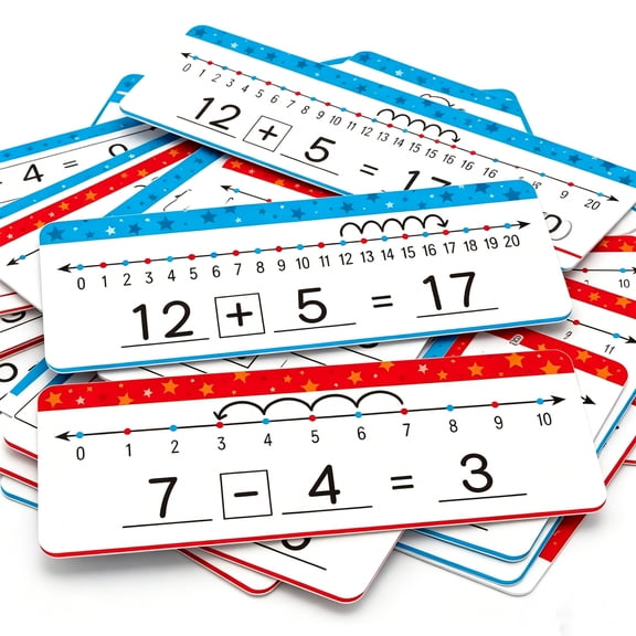 Topboutique Dry Erase Number Line Whiteboard Card 20 Pack 4"x12" Math Flash Cards Subtraction Addition Flash Cards,Ideal for Math Learning,Double Sided Writable & Erasable Board Card