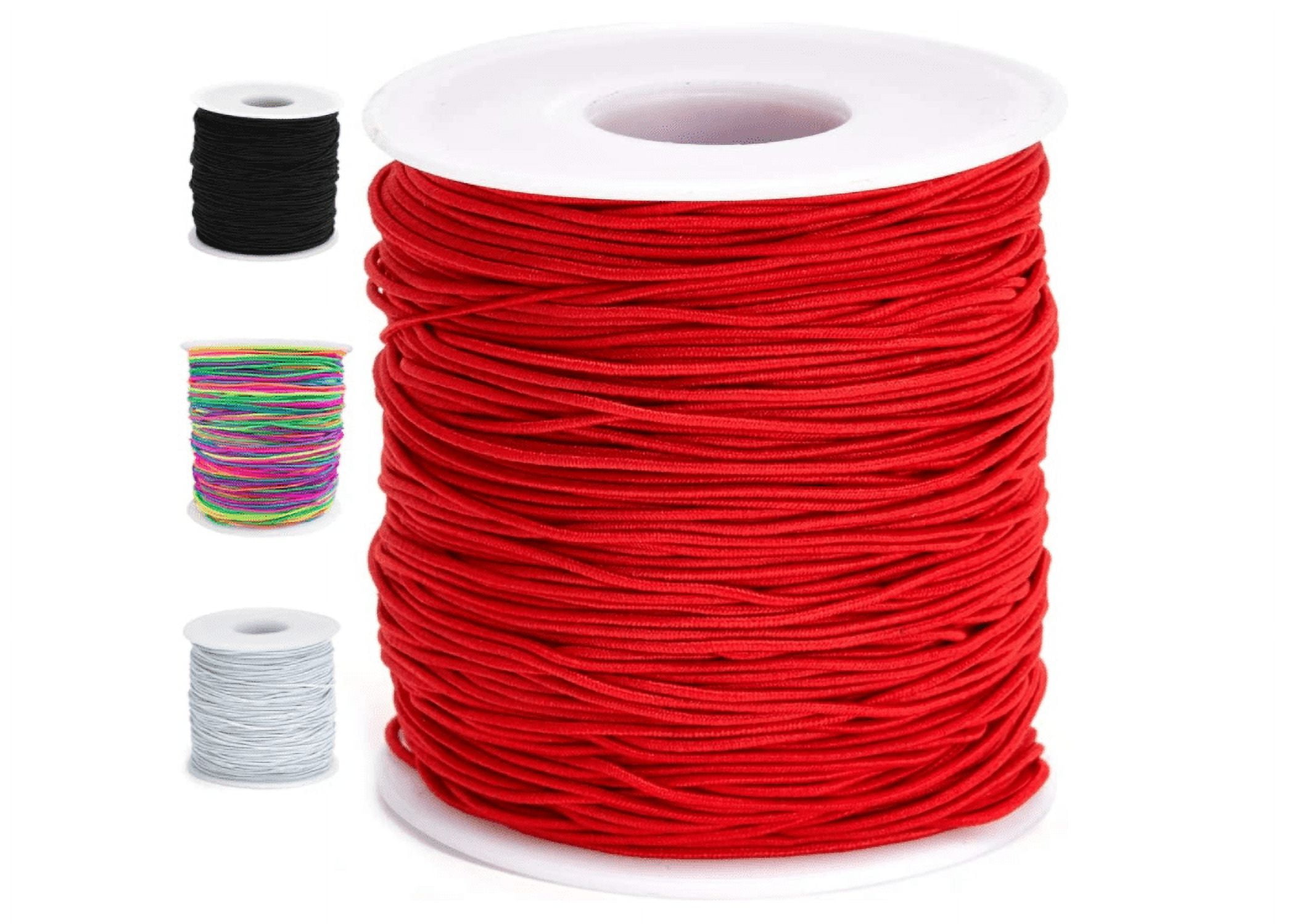 NBEADS 2mm 70m Round Rubber Fiber Covered Elastic Cord, Beading Crafting  Stretch String for Jewelry Making and Bracelet Making, Red 
