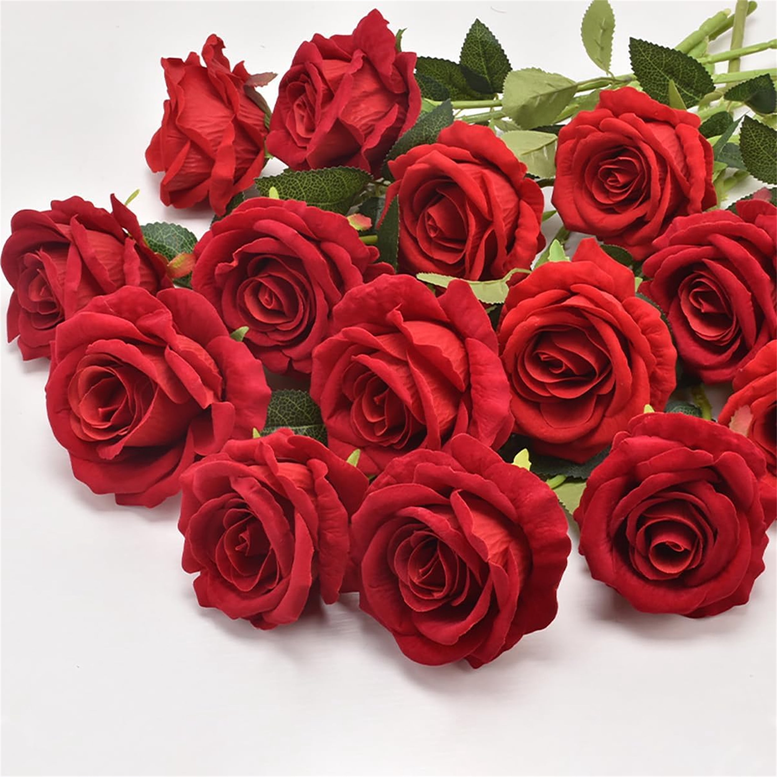 Topboutique Fake Red Roses 20 Pcs Artificial Red Flowers Real Looking ...