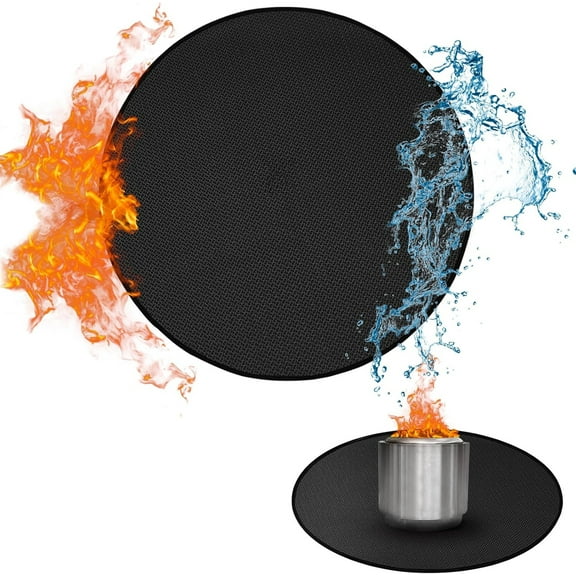 Topboutique Fire Pit Mat, Fireproof Solo Stove Mat, 36'' Round Under Grill Mat, Portable Fire Pit Pad, Deck Patio Protect Mat, Reusable Waterproof Pad for Outdoor BBQ, Waterproof, Oil-Proof