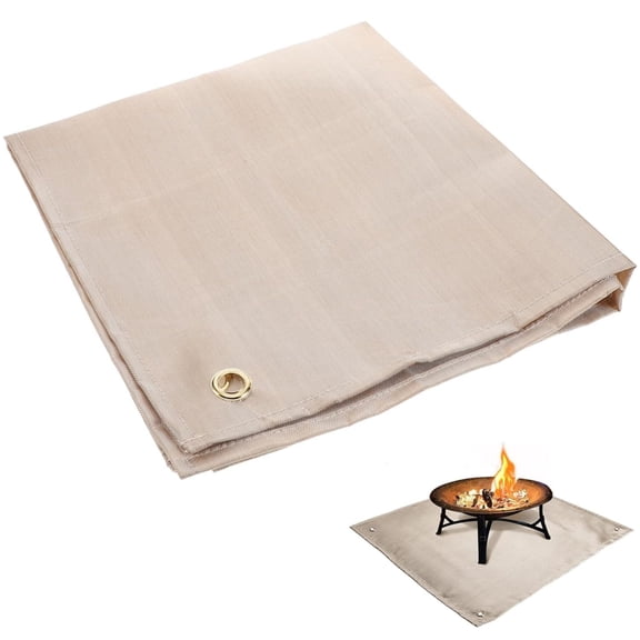 Topboutique Fireproof Blanket 24 x 31 in Fire Pit Mat Fiberglass Fireproof Welding Blanket Heavy Duty Flame Resistant Blanket Weld Insulation Cover with Grommet Heat Resistant Rug for Outdoor, 1 Pc