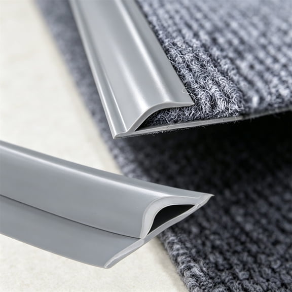 Topboutique Floor Transition Strip 6.6ft/2m Carpet Edge Trim Strip Plastic Rubber Rug Gripper Tape Flexible Carpet Edge Trim Strip Transition Strip Cover Height Within 6mm,for Home,Gray