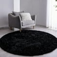 thumbnail image 1 of Topboutique Fluffy Shag Area Rug,Black Soft Round Plush Area Rugs,Anti-Slip Cute Carpet for Teen's Room,Indoor Carpet for Nursery,Bedroom,4 x 4 ft Circle Living Room Mats, 1 of 9