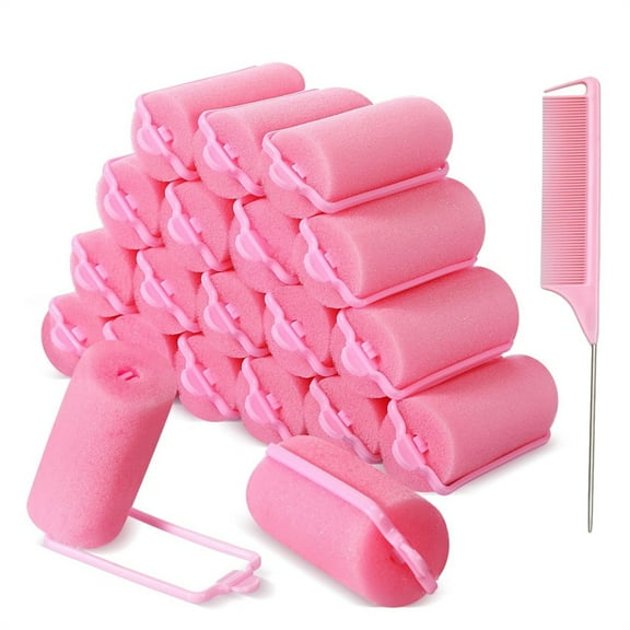 Topboutique Foam Sponge Hair Rollers 18 Pcs 40mm Hair Curlers and 1 Pc Hair Curlers Comb Hair Styling Sponge Curler Flexible Sleeping Rollers for Retro Waves and Air Bangs-No Heat Damage