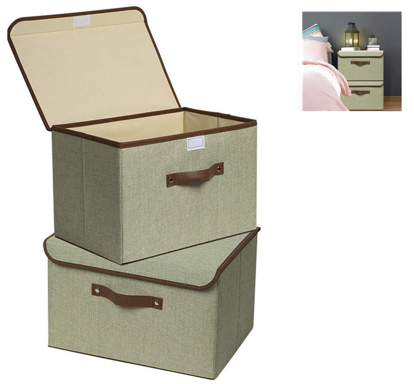 Topboutique Foldable Storage Box with Lid 2pcs (14.7inch) Fabric