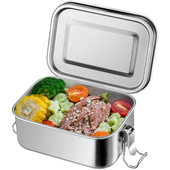Topboutique Food Containers Stainless Steel Lunch Box Metal Bento Box Food Storage Containers Leak-Proof Food Containers with Lids,Lockable Clips/Dishwasher Safe/Reusable,550 ml/18.6 oz, 1 PC