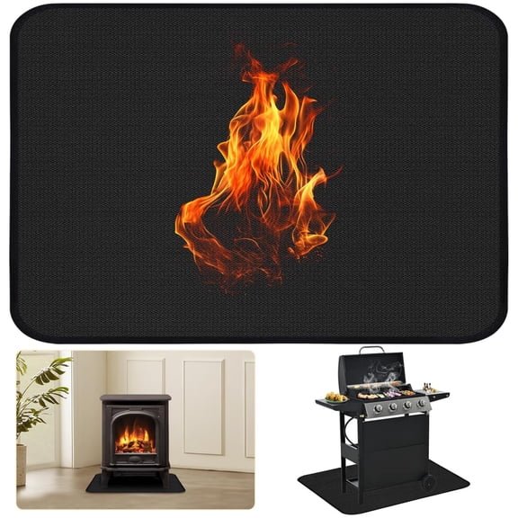 Topboutique Gas Grill Mat Glass Fibre Fire Pit Mat Double-Sided Fireproof Protector Mat Waterproof Floor Mat Oil-Proof Fireplace Mat for BBQ Cooking, 1 Pc 42 x 24 inch