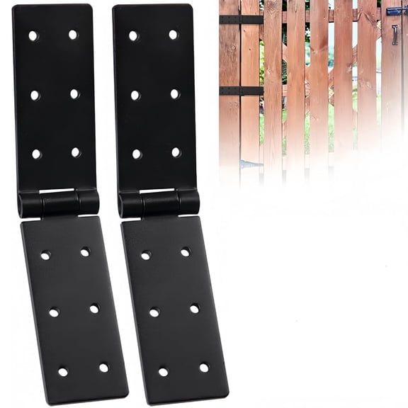 Topboutique Gate Hinges Heavy Duty Door Hinges Adjustable Hardware Hinges for Wooden Fence Shed & Outdoor Gates, 2 Pcs Black Door Hinges for Wooden Fences Yard Gate, 270° Adjustable