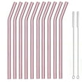 thumbnail image 1 of Topboutique Glass Straws - 10 Long Bent Reusable Drinking Straws + 2 Plastic Cleaning Brush - 20 cm (7.8 in) x 0.8 cm - Dishwasher Safe - Perfect for Bottles Pink,Tumblers,Change Color Cups, 1 of 9