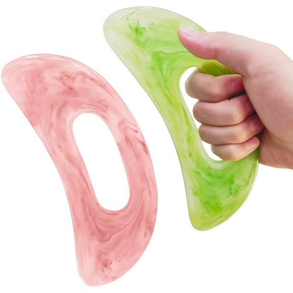 Topboutique Gua Sha Massage Tool with Handle,Lymphatic Drainage Massager,Resin Guasha Tool,Face, Back, Legs, Body Sculpting Tools,Body Shaping Gua Sha Tools for Eliminate Cellulite,2 Pcs