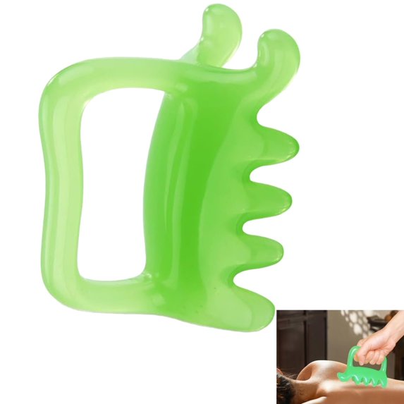 Topboutique Handheld Massager,Fascia Massage Tool,Neck Shoulder Back Massager,Resin Double Push Massager,Scraping Massage Tool Gua Sha Tools,Stress Relief Relax Body Massage Tool,Green