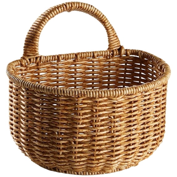Topboutique Hanging Baskets,Woven Hanging Storage Baskets,Fruit Wall Storage Basket Organizer,Portable Rattan Flower Basket,Fruit Vegetable Rattan Box for Kitchen Home Restaurant