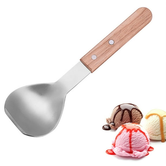 Topboutique Ice Cream Metal Spade, Sweets Blade Scoop, Lightweight Dessert Scoop, Stainless Spoon Shovel Large Ice Cream Scooper with Wooden Handle for Ice Cream Kitchen, 1 Pc