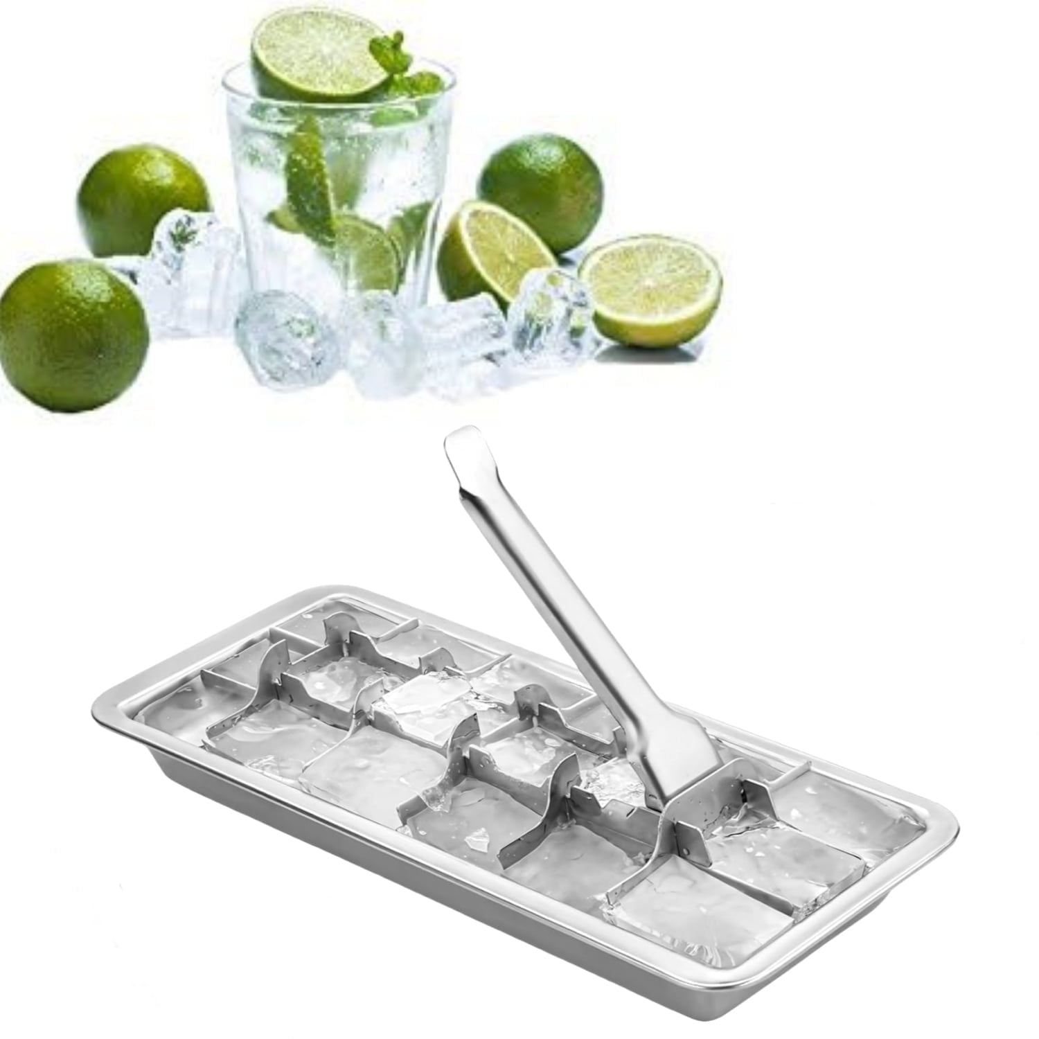 Topboutique Ice Cube Tray 18 Slot Ice Cube Maker with Easy Release Handle Stainless Steel Ice Cube Tray Dishwasher Safe for Bars, Kitchens & Frozen Foods,1 Pc