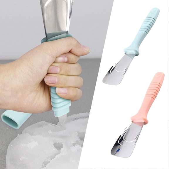Topboutique Ice Scraper 2 Pcs Refrigerator Ice Shovels Freezer Ice Removing Tool Frost Remover Stainless Steel Freezer Ice Remover for Freezer Maintenance,Pink & Blue