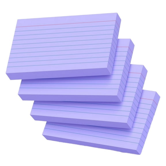 Topboutique Index Cards 3"x5" Lined Index Cards Flash Cards Ruled Note Cards Ruled Study Cards for Learning Note Taking and Studying for Home and Office Use,Purple,4 Packs(Total 200 Sheets)