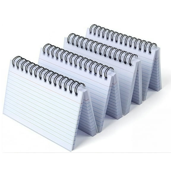 Topboutique Index Cards 4 Packs Record Cards Helical Bound Index Cards Note Cards with Ring Binder Ruled Flashcards Notecards for Taking to Do List/Office Use,3x5 inches,White-Total 200 Sheets