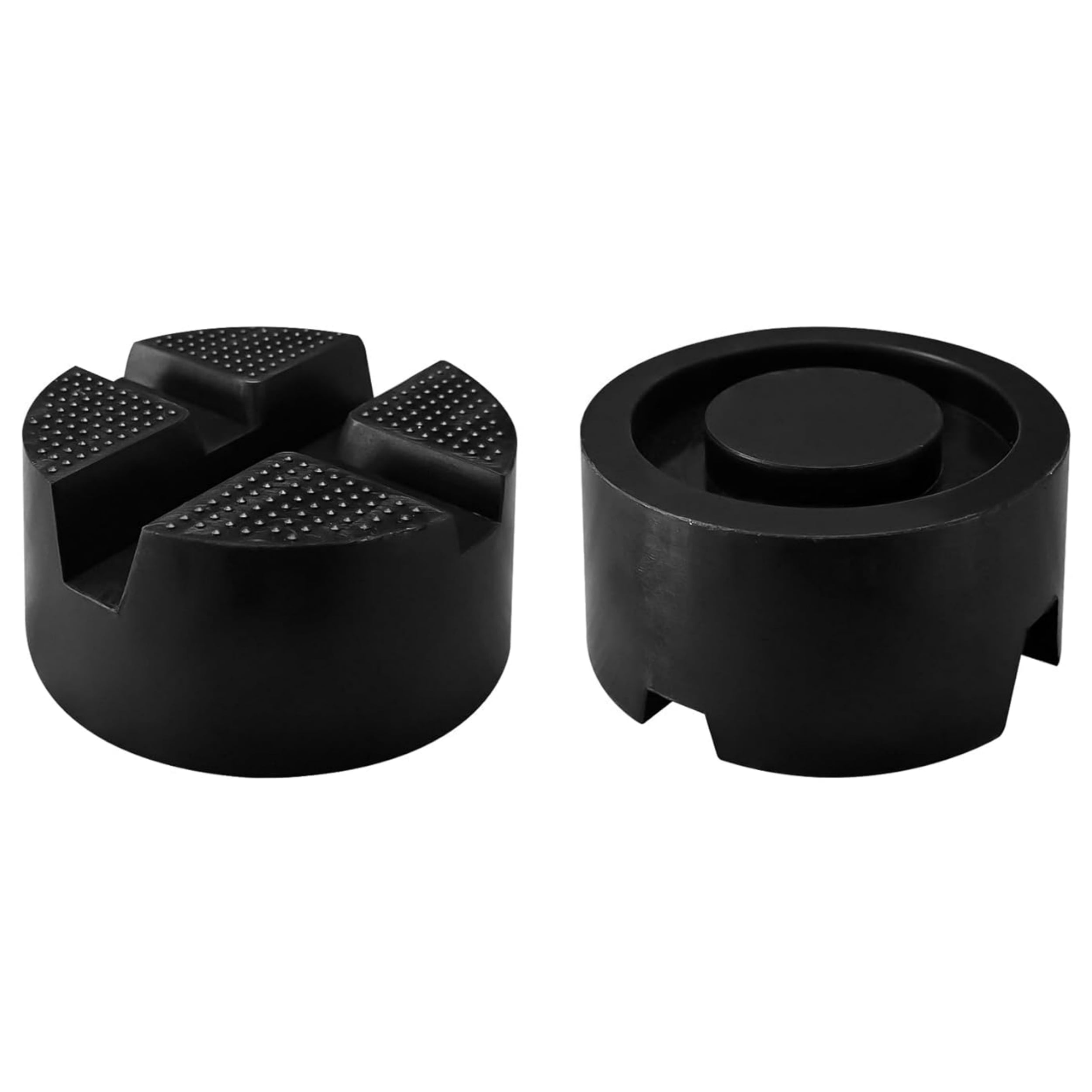 Topboutique Jack Stand Pads 2 Pack Cross Slotted Rubber Floor Jack Saddle Pad Adapter Labor Saving Arm Pinch Weld Frame Rail Protector Car Lift Floor Jack Pad,Black,3.9 inch