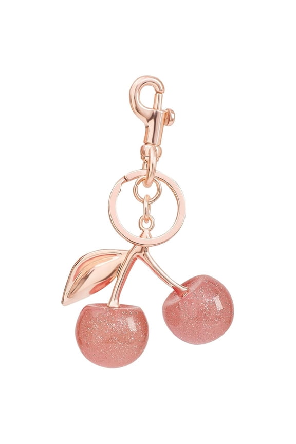 Keychain Cherry Bag Charm Keychain Accessories Gifts for Women Cute Purse Handbag Accessories Charms Glitter Cherry Luxurious Gifts,Gold