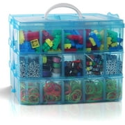 Topboutique Large 3 Tier Stackable Adjustable Compartment Slot Bead Craft Jewellery Tool Storage Organiser, Plastic Organizer Box with 30 Compartments,Snap-lock Tray Container Box,Blue