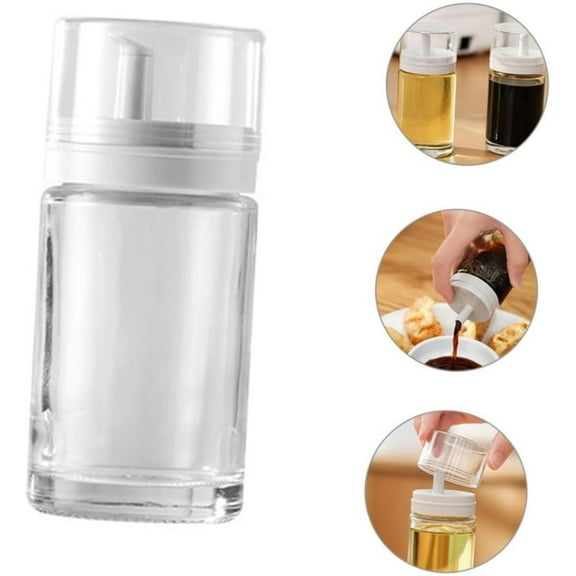 Topboutique Leakproof Small Glass Oil Dispenser Vinegar Bottle 3.4 oz Glass Cruet Bottles Sauce Dispenser Cooking Oil Container for Kitchen Salad Dressing,1 Pc-Clear