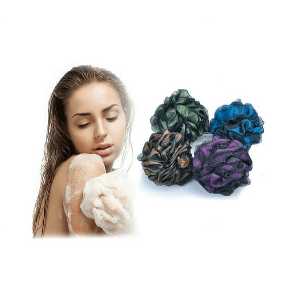 Topboutique Loofah Bath Sponge Luffa Loufa Body Scrubber Mesh Pouf Shower Ball Exfoliating Shower Sponge Pack of 4 Christmas, Halloween Gift(60g/pcs,Multicolor)