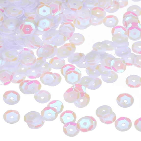 Topboutique Loose Sequins Small Sequins Cup Sequin Bulk Iridescent Spangles 6mm Round Embroidery Craft Sequins Art Glitters Hole Spangles for DIY Embroidery Ornament,0.13lb/60g (About 3600Pcs)
