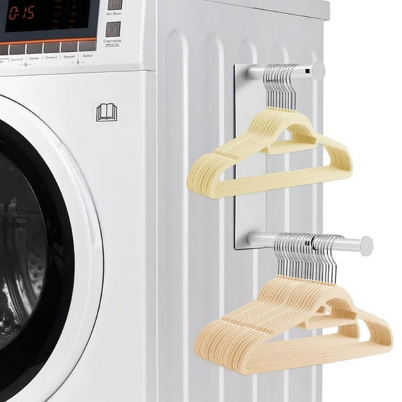 Topboutique Magnetic Hanger Holder,Extendable Hanger Stacker,Clothes Hanger Storage Rack,Coat Hanger Organizer,Magnetic Hanger Holder for Washing Machine Closet Laundry Room,White