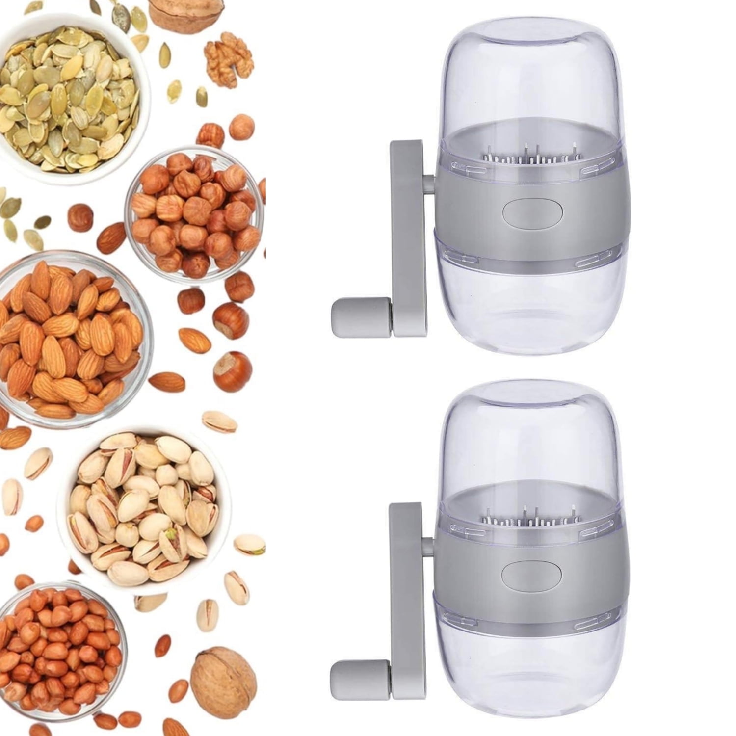Topboutique Manual Nut Grinder,2 Pcs Nut Chopper,Hand Crank Peanut Grinder Dried Fruit Crusher,Food Chopper Garlic Cutter for Kitchen