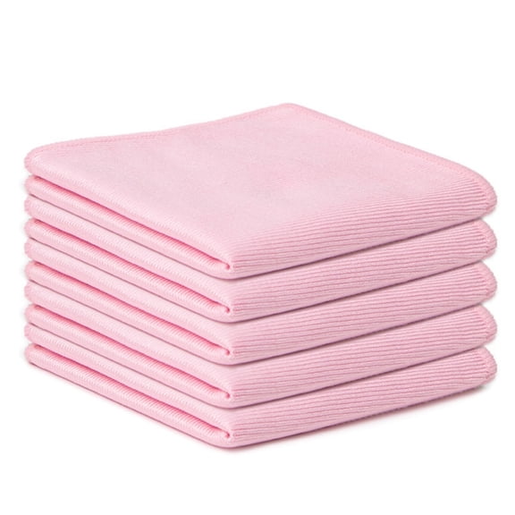 Microfiber Cleaning Cloths - Topboutique Reusable Dish Cloth,16*16 in Wine Glass Polishing Towel,Microfiber Glass Cleaning Cloths for Window Mirror Stainless Steel Cleaning,Easy to Clean,5 Pcs,Pink