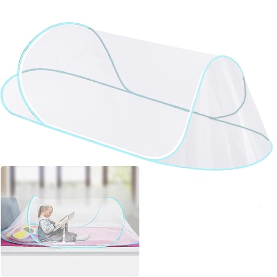 Topboutique Mosquito Nets,Anti Mosquito Bed Canopy,Sleeping Bag Fly Net,Portable Pop Up Mosquito Net,Foldable Travel Mosquito Net,Camping Fly Net Bed,for Single Bed,Indoor&Outdoor,77x32x22 inch,Blue