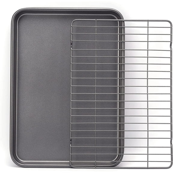 Topboutique Nonstick Bakeware Set with Baking Sheets and Cooling Rack - Multipurpose Kitchen Bakeware, Oven & Dishwasher Safe, Heavy-Duty,2 Piece, Gray