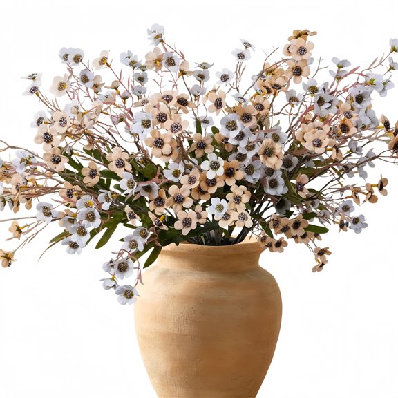 Topboutique Orange Fake Wildflowers, 12 Pcs Silk Daisy Faux Flowers, Artificial Plum Blossom Branches for Bouquet Making, Wedding Arrangement, Vase Filler, Table Centerpiece Home Decor 22"