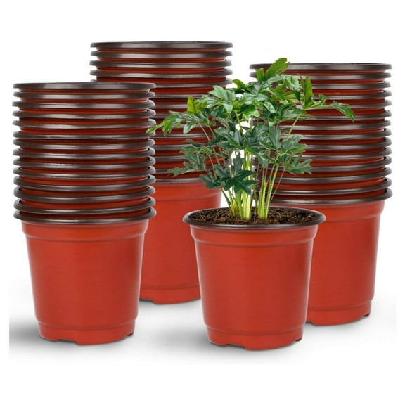 Topboutique Plant Nursery Pots,100 Pcs Plastic Seedling Pots,Small Seed Starting Pot for Indoor and Outdoor Planting,Flower Container for Succulents,Seedlings,Cuttings,Transplanting,5 in,Red