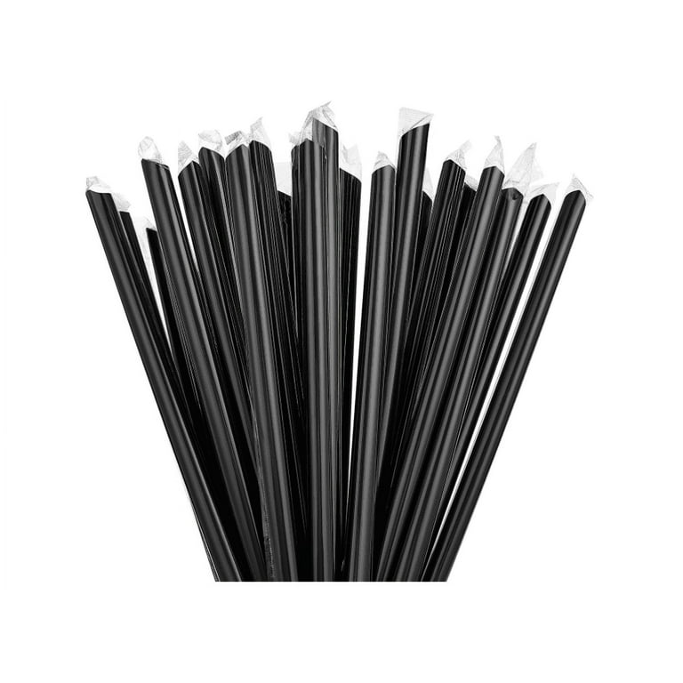 Topboutique Plastic Boba Straws, 100-Pack Extra Wide Disposable Smoothie  Straws for Bubble Tea, (0.43inch, 9.45inch,Black)
