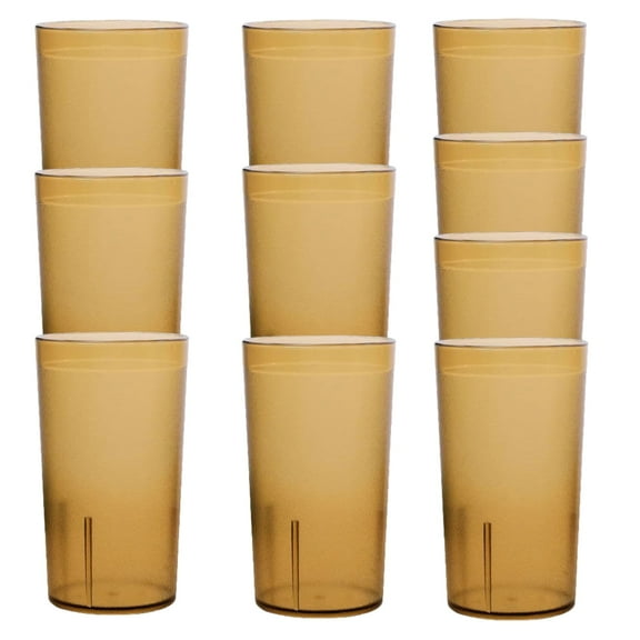 Topboutique Plastic Cups Tumbler 10 Pcs 17oz/500ml Beverage Cup Break Resistant Drinking Glasses Acrylic Frosted Cup - Stackable,Dishwasher Safe,Shatterproof,Amber Clear
