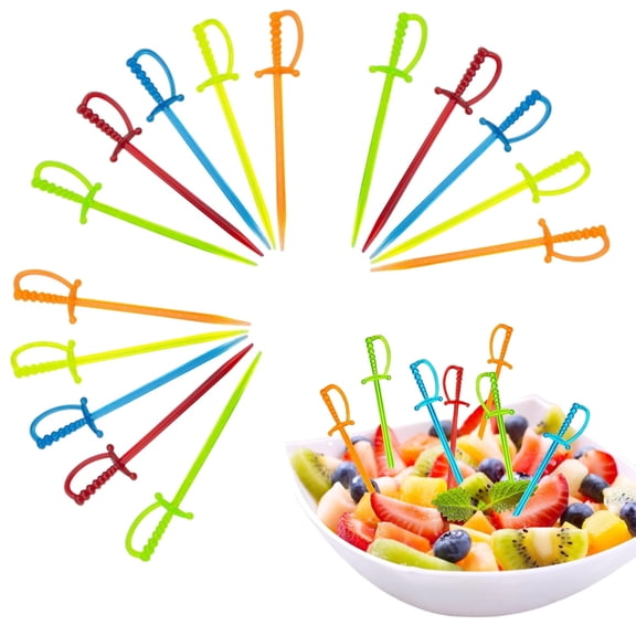Topboutique Plastic Toothpicks,Colorful Food Picks,Fruit Fork Cocktail Sticks,Appetizer Food Toothpicks,Dessert Picks,Snack Picks for Home Bar,200 Count,3.15 inch/8 cm