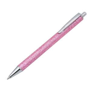 Topboutique Retractable Ballpoint Pens, Sparkly Pens Glitter Body, Glitter Pen, Fancy Decorative Pen, Medium Point Black Ink, Creative Metal Pen for Women Gift Office Journaling, 1 Pc Pink