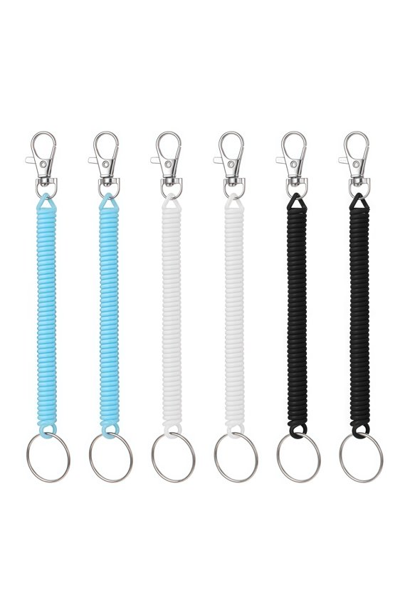 Retractable Coil Springs Keychain with Lobster Clasp Spring Coil Leash Cord Safety Ropes Coil Cord Key Chain Holder Lanyard Stretch Cord Key Ring for Wallet Cellphone ,6 Pcs,3 Colors,7''