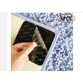 Yorwe Rug Anchors Carpet Hook and Loop Non-Slip Mat Anti-Skid Stickers Rectangle (12pcs, Black)