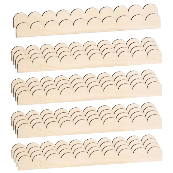 Topboutique Scalloped Decorative Wood Trim 24 Pcs Unfinished Wooden Scalloped Molding Trim DIY Molding Trim Scalloped Edge Wood Molding for Cabinets Window Door Mirrors Wall Decor ,15.75" x 1.57"