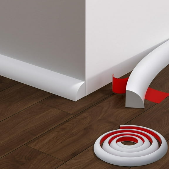 Topboutique Self Adhesive Wall Molding Flexible Quarter Round Molding Collapsible Shower Threshold Water Dam Waterproof Barrier Kitchen Water Strip Dam Seal Strip Edge Trim(39 inch,White)