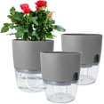 thumbnail image 1 of Topboutique Self Watering Pots for Indoor Plants, 3 Pack 6 inch Plastic Plant pots, Modern Decorative African Violet Pots with Self Aerating, Wick Cotton Rope and Deep Reservoir (6 Inch, Gray), 1 of 8