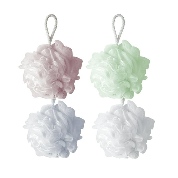 Topboutique Shower Loofah Sponge Pouf 4 Packs 60g Bath Pouf Mesh Sponge Eco-friendly Exfoliating Mesh Brush Pouf Bath Shower Ball Sponge 4 Colors