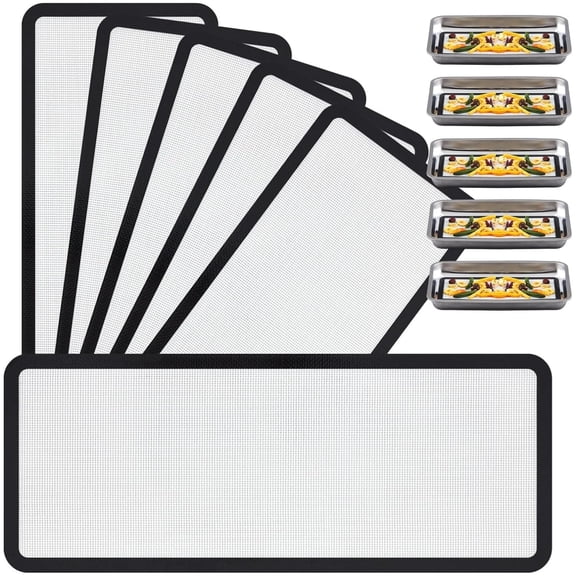 Topboutique Silicone Mats 5 Pcs Freeze Dryer Liners Reusable Baking Sheet Liners Non Stick Freeze Dryer Mat Freeze Dryer Trays Liners for Kitchen Baking,17*7 inch,Black